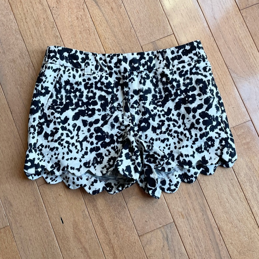 J. Crew Scalloped Black + White Shorts